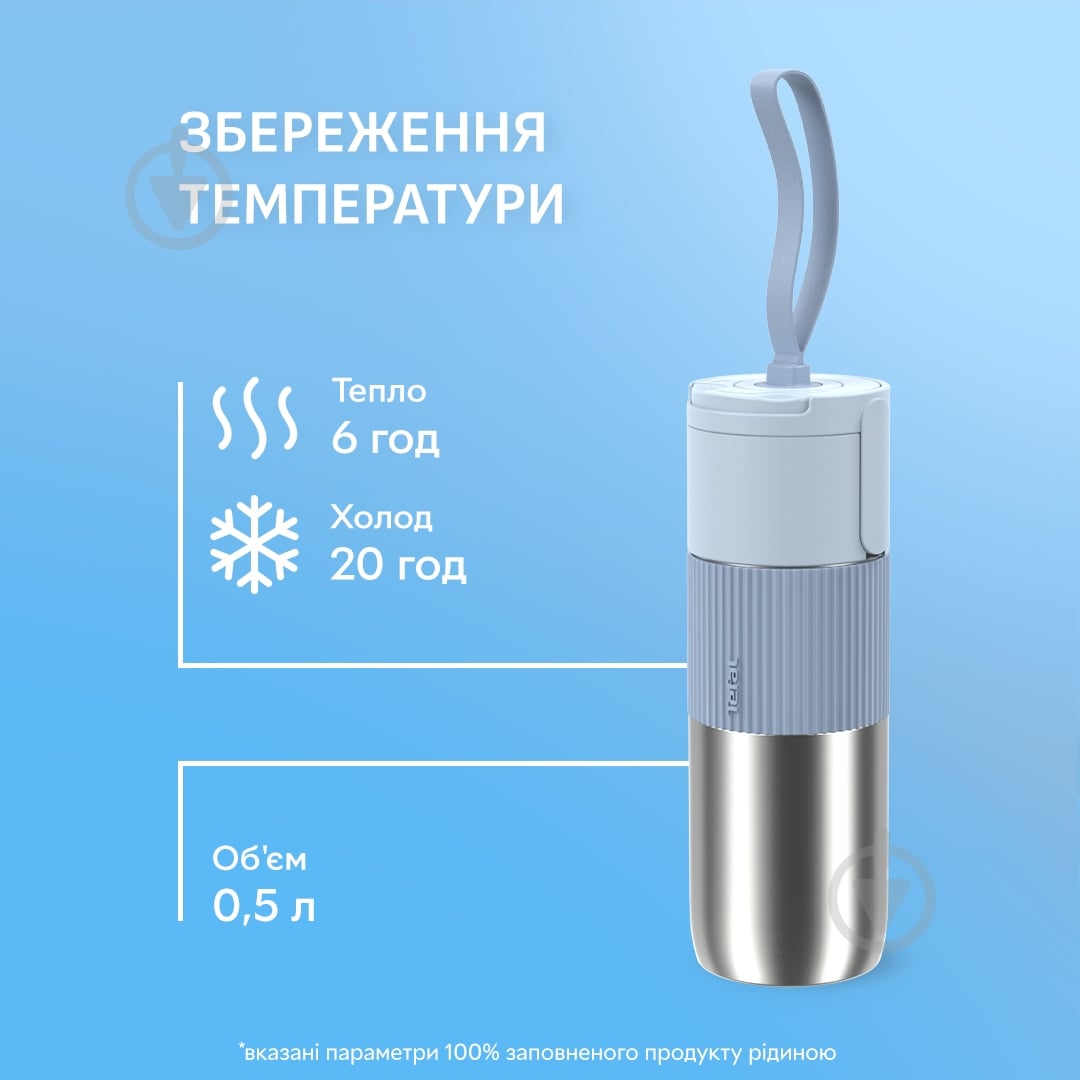 Термочашка Tefal BeYou Flip Mug 0.5 л N2191010 - фото 3