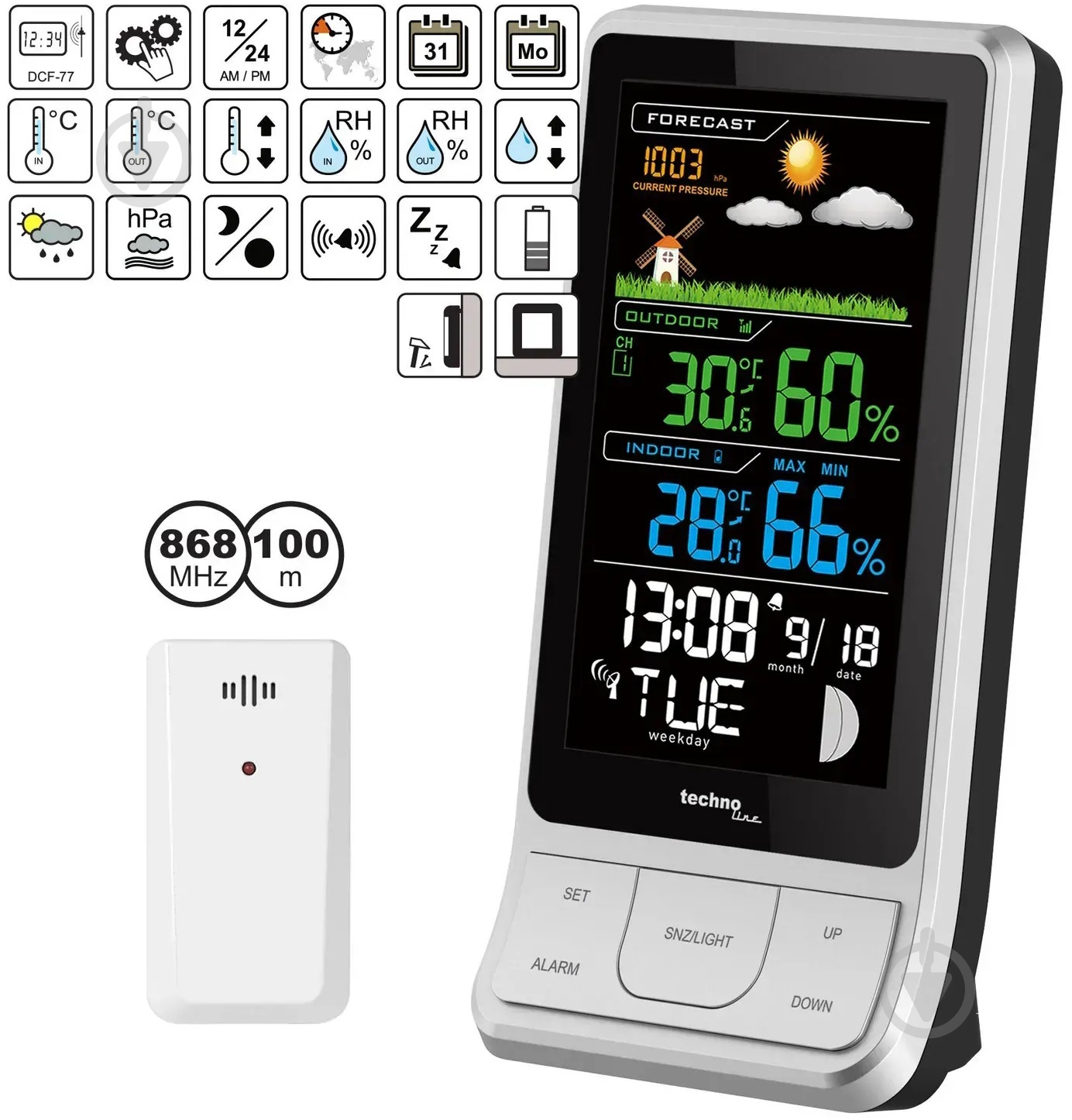 Метеостанция Technoline WS6441 Black/Silver - фото 3