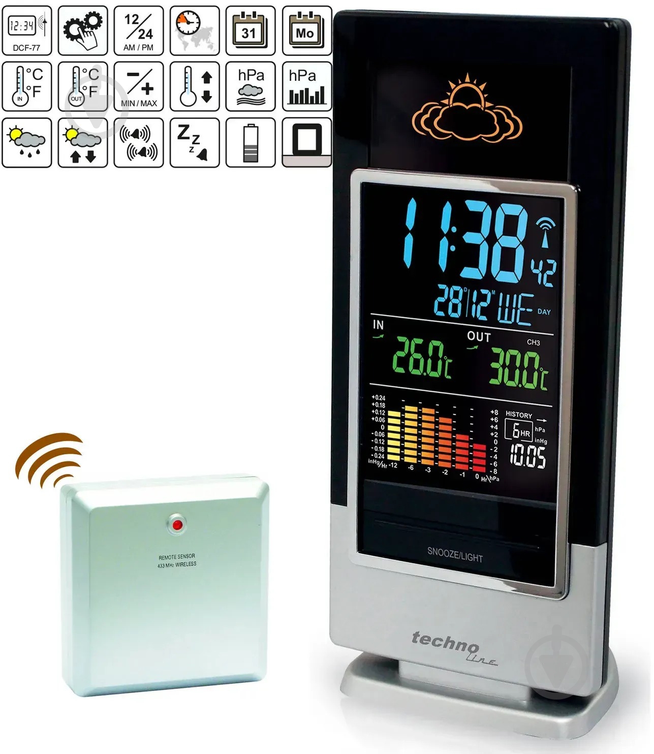 Метеостанция Technoline WS6502 Black/Silver - фото 6