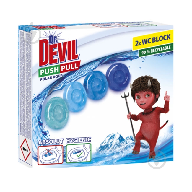 Диски туалетные Dr.Devil PUSH PULL Polar aqua 2х20 г 0,04 л - фото 1