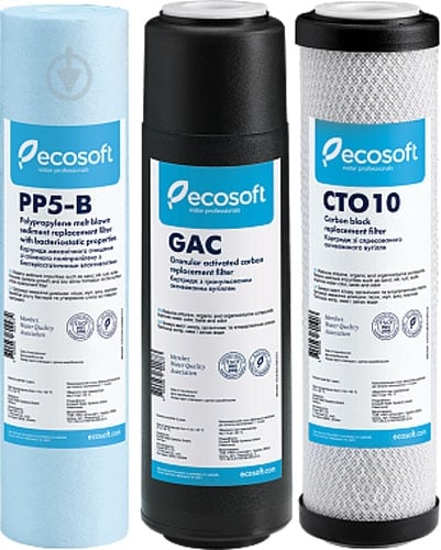 Комплект картриджів Ecosoft покращений 1-2-3 для фільтрів зворотного осмосу - фото 2