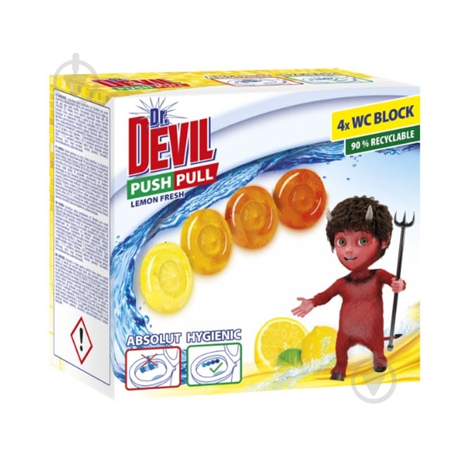 Диски туалетні Dr.Devil PUSH PULL Lemon Fresh 4х20 г 0,08 л - фото 1 Диски туалетні Dr.Devil PUSH PULL Lemon Fresh 4х20 г 0,08 л - фото 1
