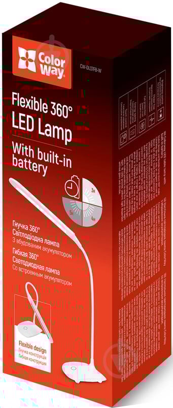 Настільна лампа офісна ColorWay Flexible з акумулятором LED 3 Вт білий CW-DL07FB-W - фото 3 Настільна лампа офісна ColorWay Flexible з акумулятором LED 3 Вт білий CW-DL07FB-W - фото 3