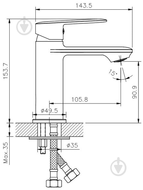 Смеситель для умывальника Koller Pool Line LN0200 - фото 4 Смеситель для умывальника Koller Pool Line LN0200 - фото 4