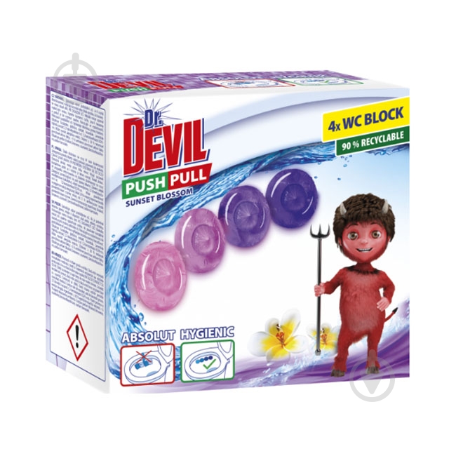 Диски туалетные Dr.Devil PUSH PULL Sunset Blossom 4х20 г 0,08 л - фото 1