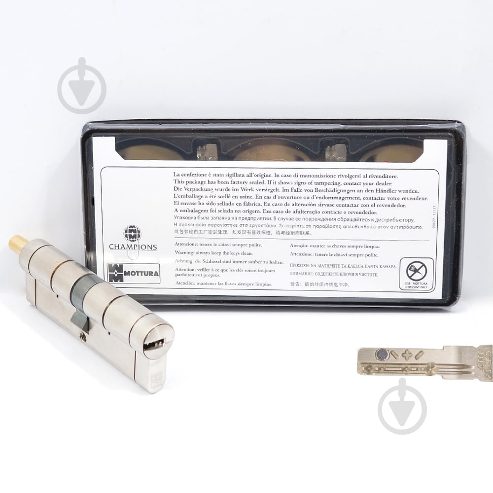 Цилиндр Mottura C39F464601 46x46 ключ-вороток 110 мм матовый никель - фото 2