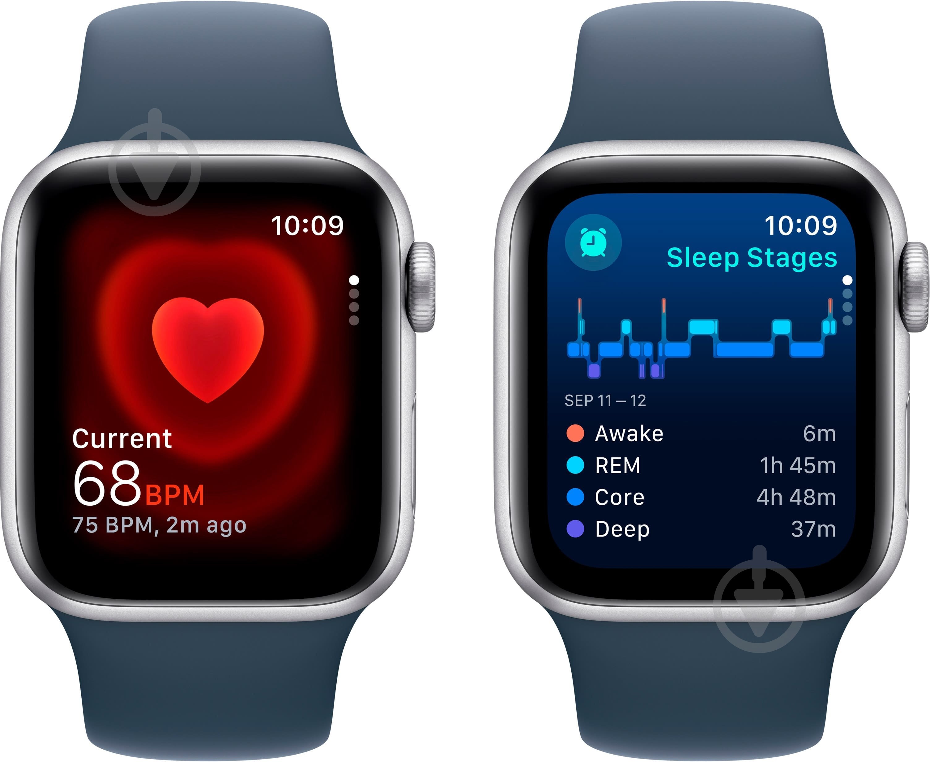 Смарт-годинник Apple Watch SE 2023 GPS 40mm Silver Aluminium Case with Storm Blue Sport Band - S/M (MRE13QP/A) - фото 5