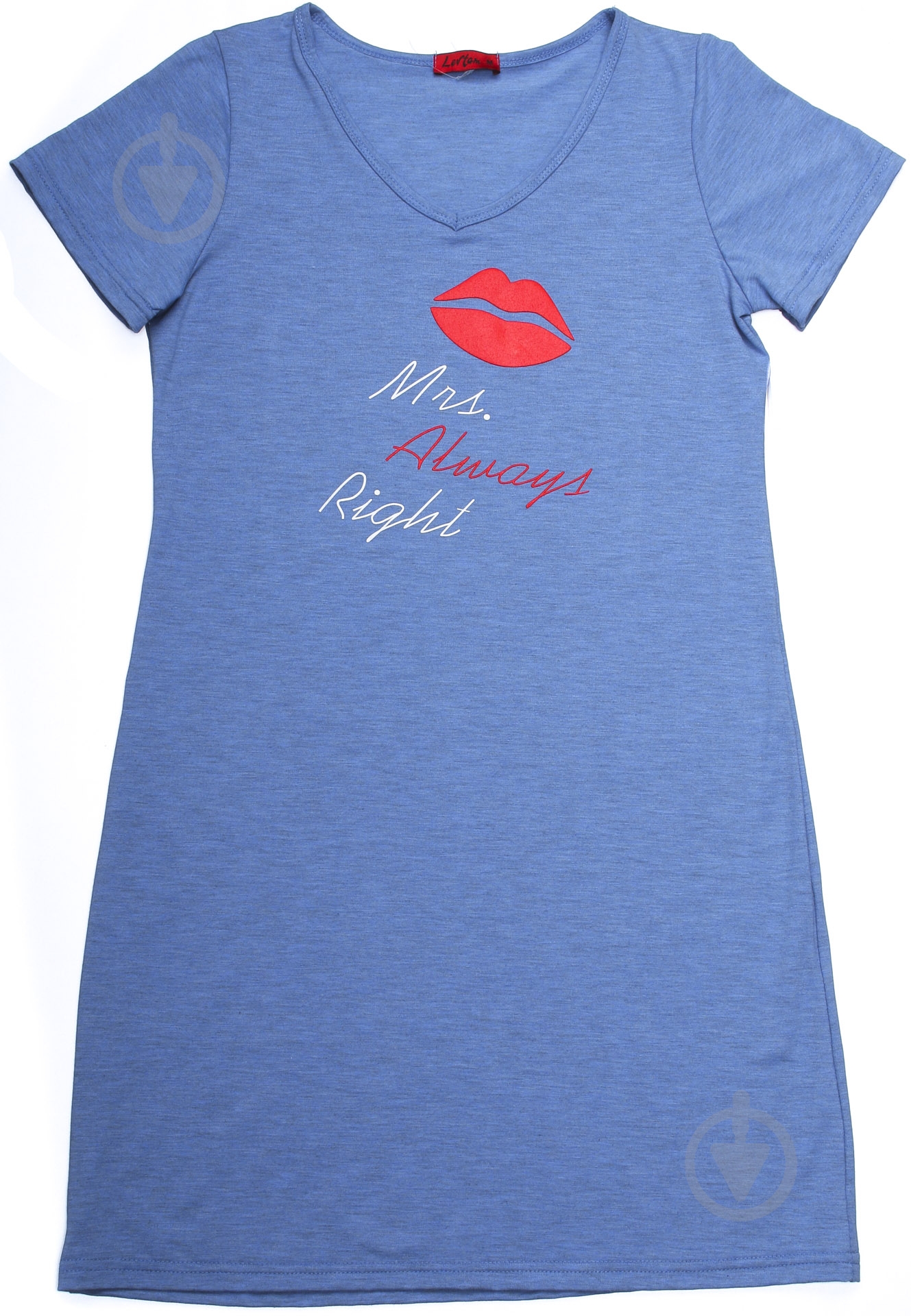 Туника с принтом р. М голубой - фото 1 Туника с принтом р. М голубой - фото 1