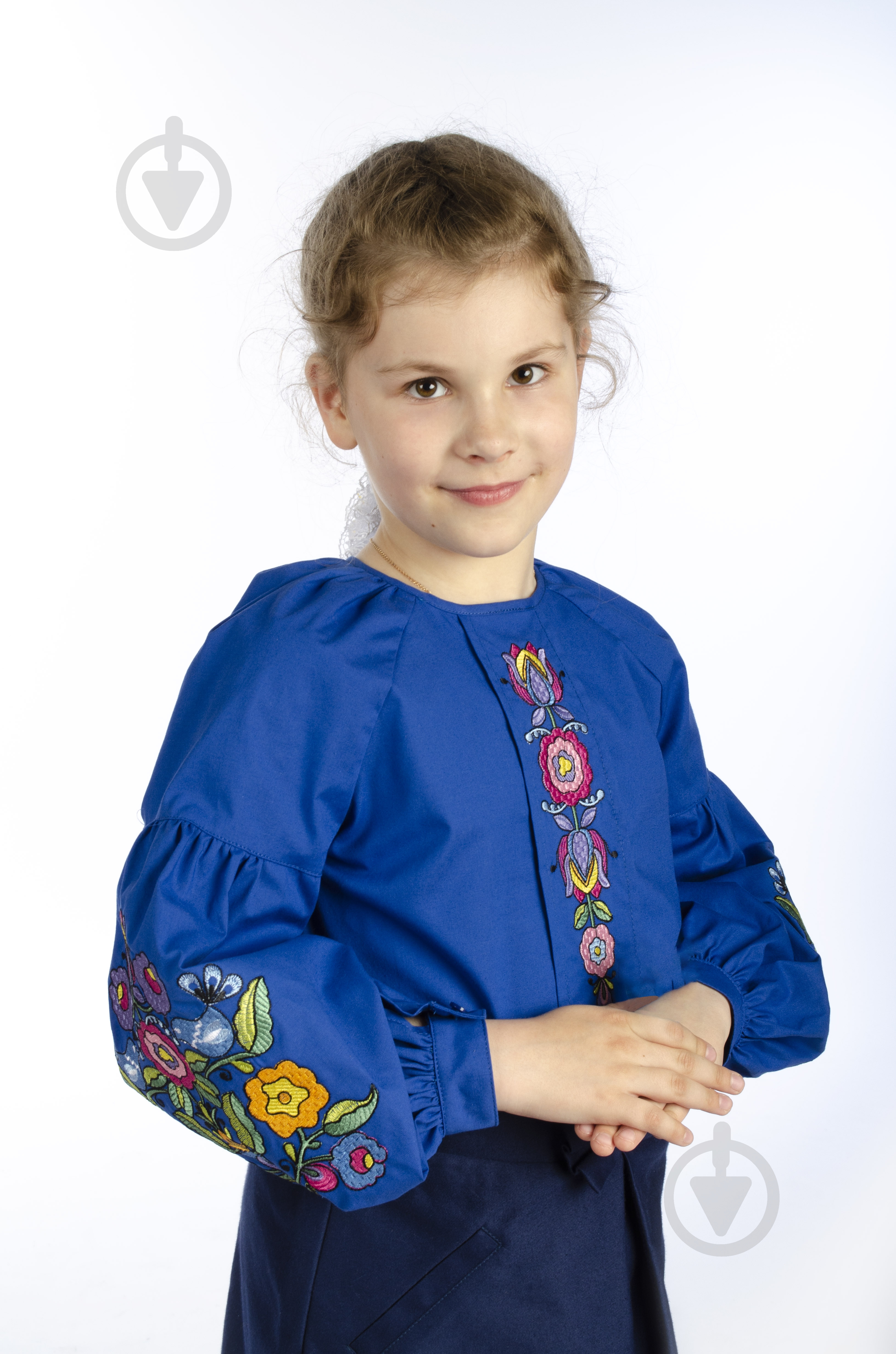 Вышиванка для девочек Эдельвика р.152 синий 50-23/00 - фото 1