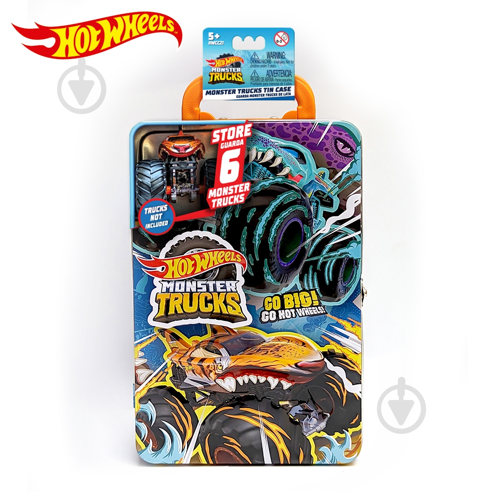 Контейнер Hot Wheels Металевий для зберігання машинок серії Monster Trucks HWCC21 - фото 1