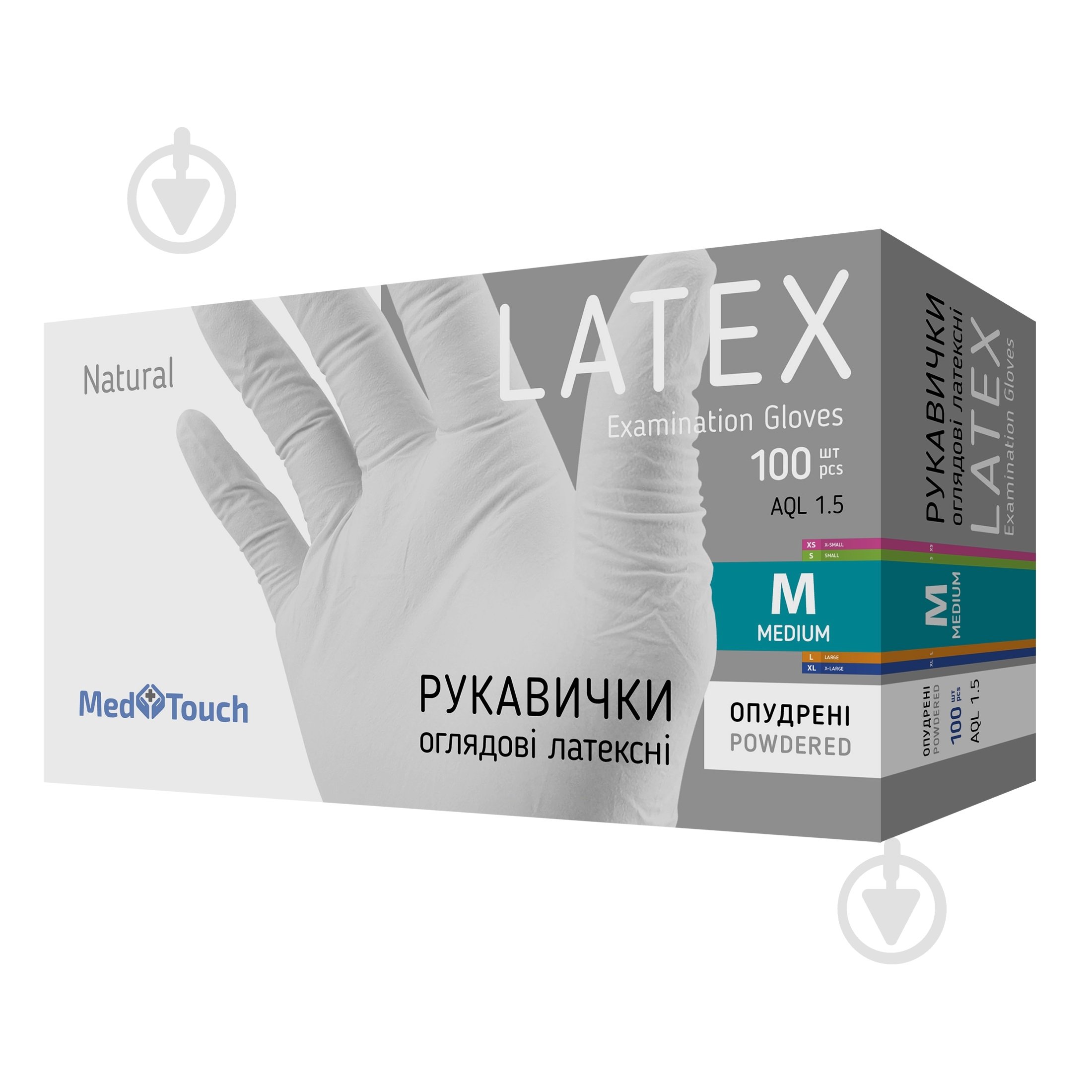 Перчатки латексные MedTouch смотровые M 100 шт./уп. - фото 1