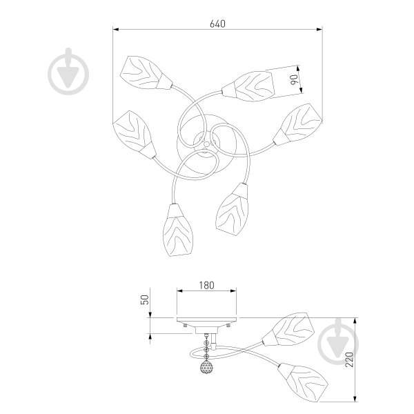 Люстра потолочная Strotskis Virginia 2275/6 6x60 Вт E27 хром - фото 5