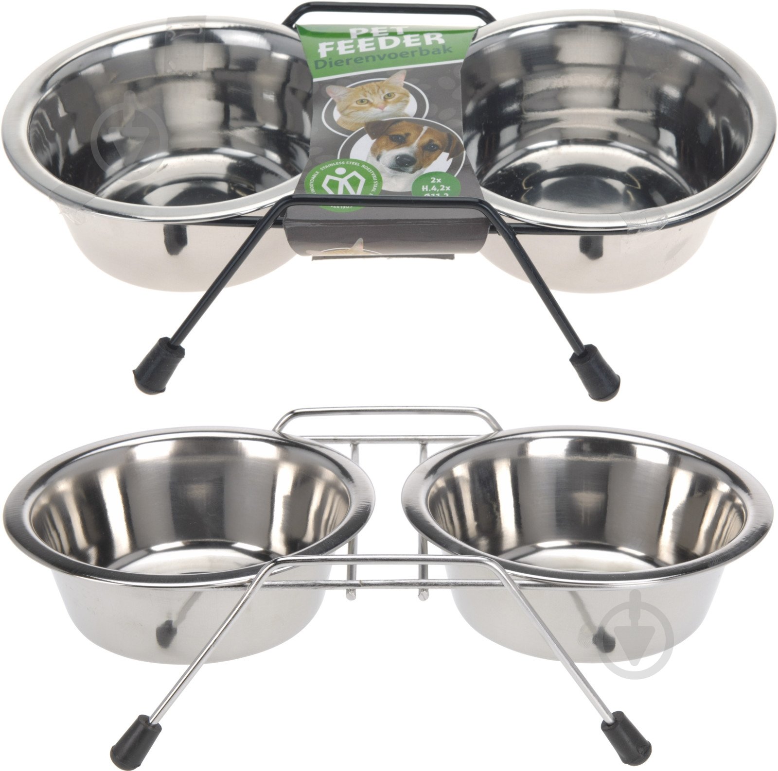 Набор мисок на подставке 2 шт. - фото 1