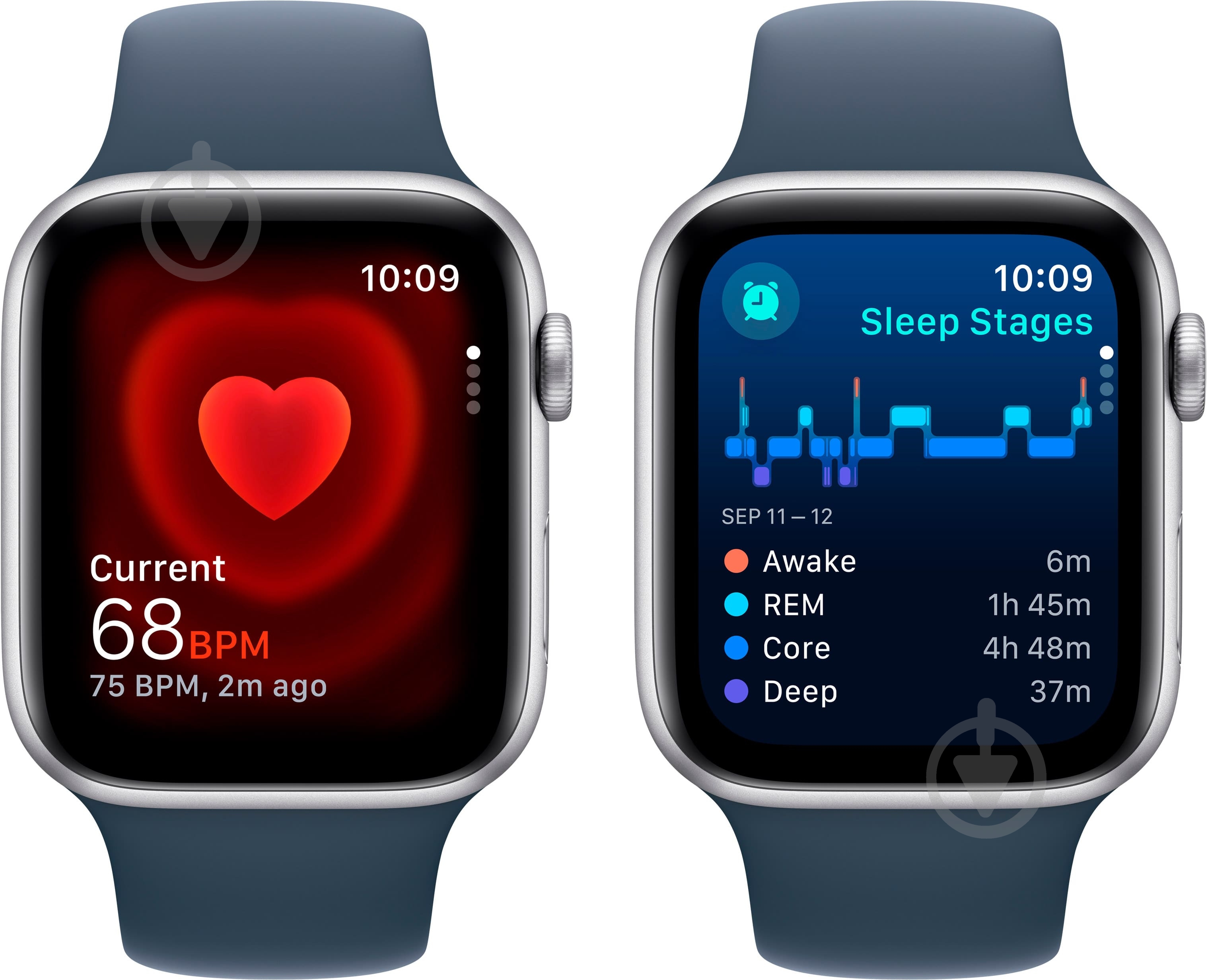 Смарт-годинник Apple Watch SE 2023 GPS 44mm Silver Aluminium Case with Storm Blue Sport Band - M/L (MREE3QP/A) - фото 5