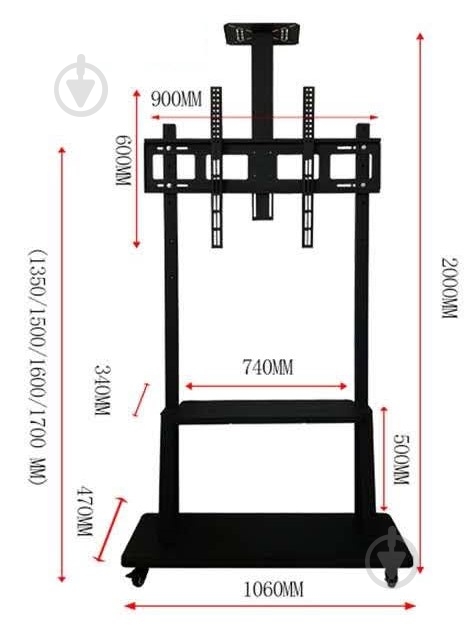 Крепление для телевизора CHARMOUNT MC-3 поворотно-наклонные 50"-100" черный - фото 5