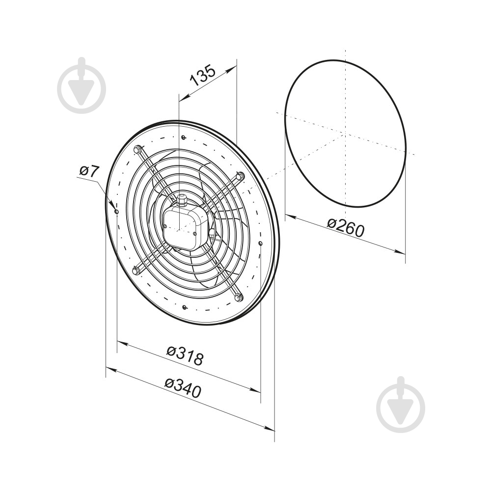 Вентилятор осьовий Вентс ОВК 4Е 250 - фото 2