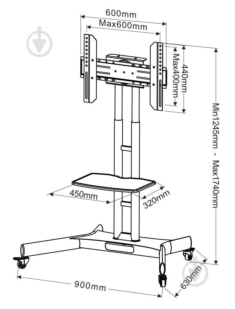 Крепление для телевизора CHARMOUNT CT-FTVS-T8 поворотные 30"-70" черный - фото 8