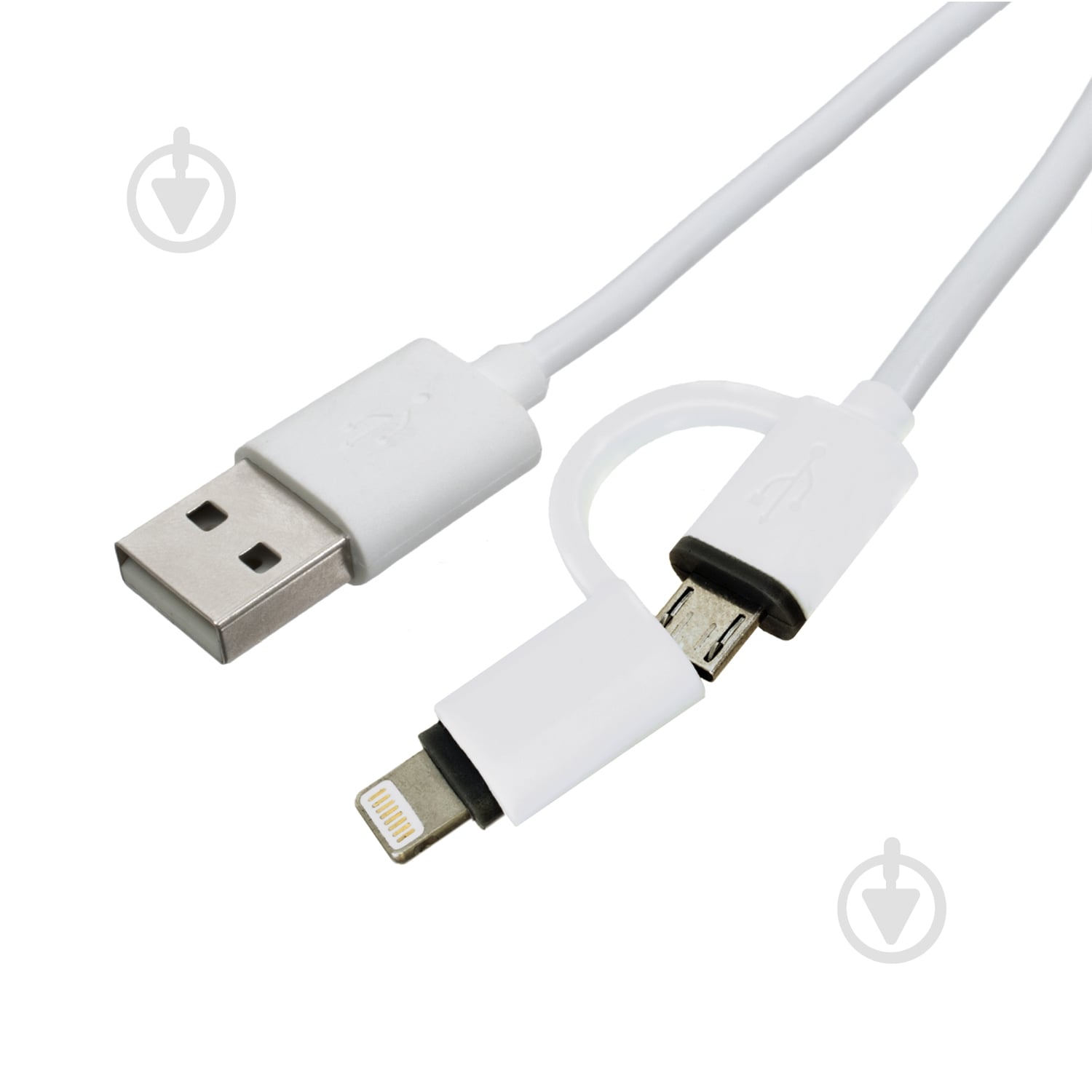 Дата-кабель Patron USB 2.0 AM to Lightning + Micro 5P 1 м белый (CAB-PN-LIGHT-MIC-1M) - фото 2