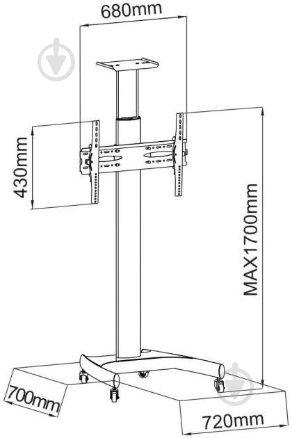 Крепление для телевизора CHARMOUNT CT-FTVS-T9 наклонные 32"-65" черный - фото 7