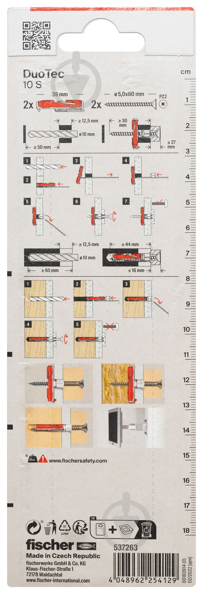 Дюбель для гипсокартона DUOTEC S K NV c шурупом fischer 10x50 мм 2 шт. (537263) - фото 3 Дюбель для гипсокартона DUOTEC S K NV c шурупом fischer 10x50 мм 2 шт. (537263) - фото 3