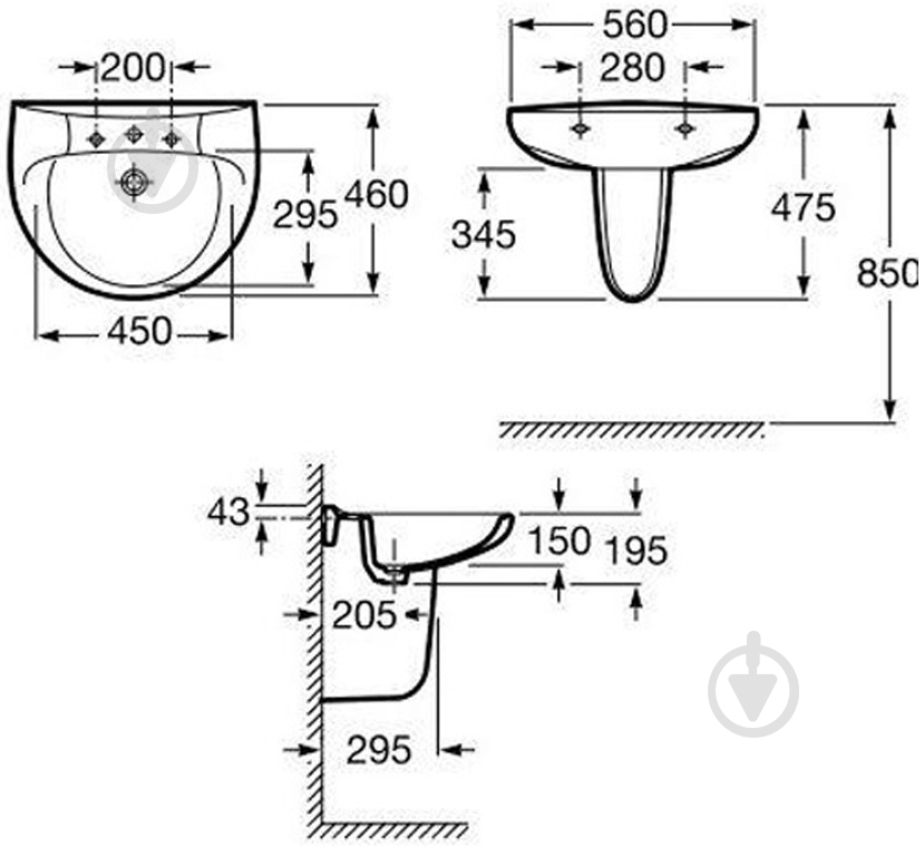 Умывальник ROCA Victoria A325393000 - фото 2