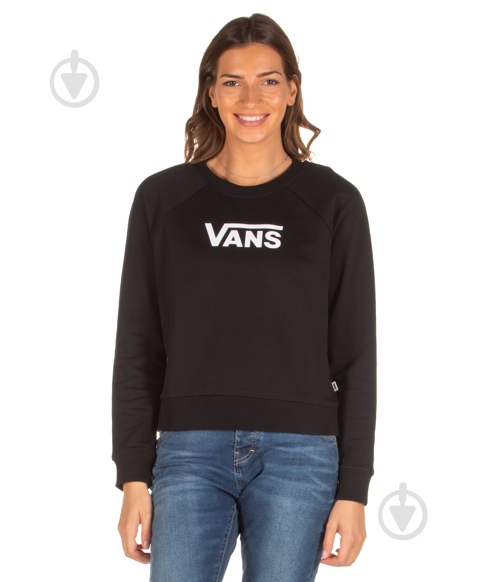 Свитшот Vans FLYING V FT BOXY CREW VA47THBLK р. L черный - фото 1