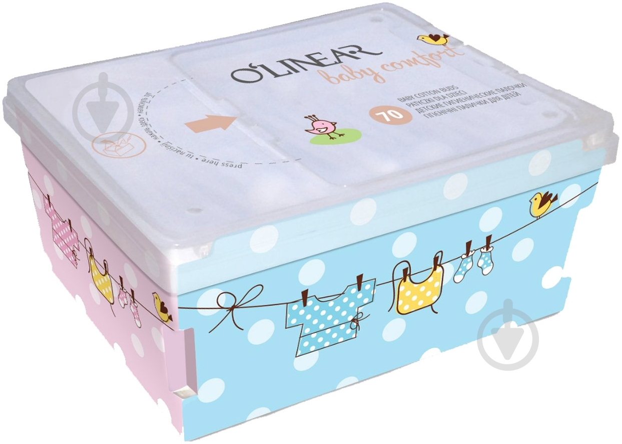 Ватні палички O'Linear baby comfort 70 шт. (квадратна) - фото 1 Ватні палички O'Linear baby comfort 70 шт. (квадратна) - фото 1