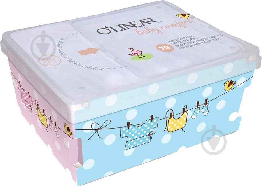 Ватні палички O'Linear baby comfort 70 шт. (квадратна) - фото 2 Ватні палички O'Linear baby comfort 70 шт. (квадратна) - фото 2