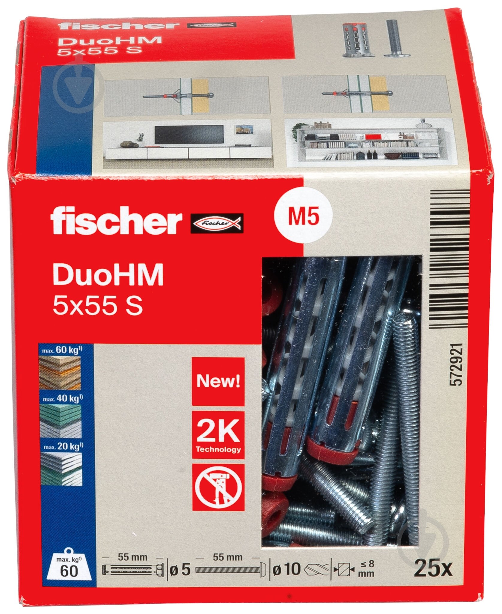 Дюбель моли двокомпонентный DUOHM S PZ fischer 5x55 мм 25 шт. (572921) - фото 9 Дюбель моли двокомпонентный DUOHM S PZ fischer 5x55 мм 25 шт. (572921) - фото 9