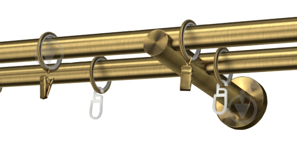 Комплект Cardinal Колозео подвійний d16 мм 240 см античне золото - фото 1 Комплект Cardinal Колозео подвійний d16 мм 240 см античне золото - фото 1