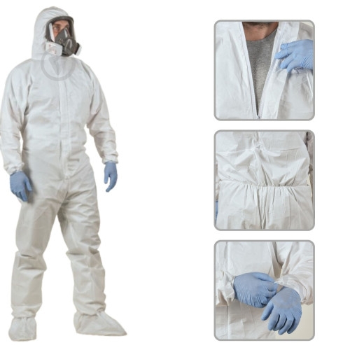 Комбінезон захисний ВeSafePro Master (PP+microPE) р. M зріст 1-2 01-40 білий - фото 3