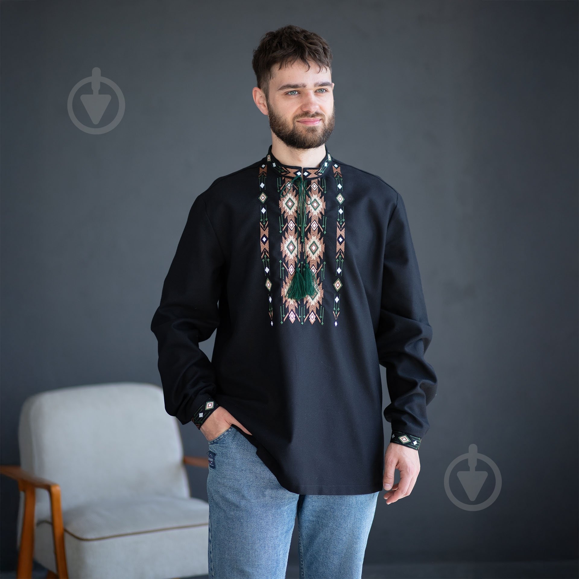 Вышиванка Эдельвика черный р. XXL 392-24/00 - фото 1 Вышиванка Эдельвика черный р. XXL 392-24/00 - фото 1