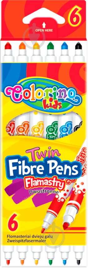 Фломастеры Fibre Pens двусторонние 6 цветов 13437PTR/1 Colorino - фото 1