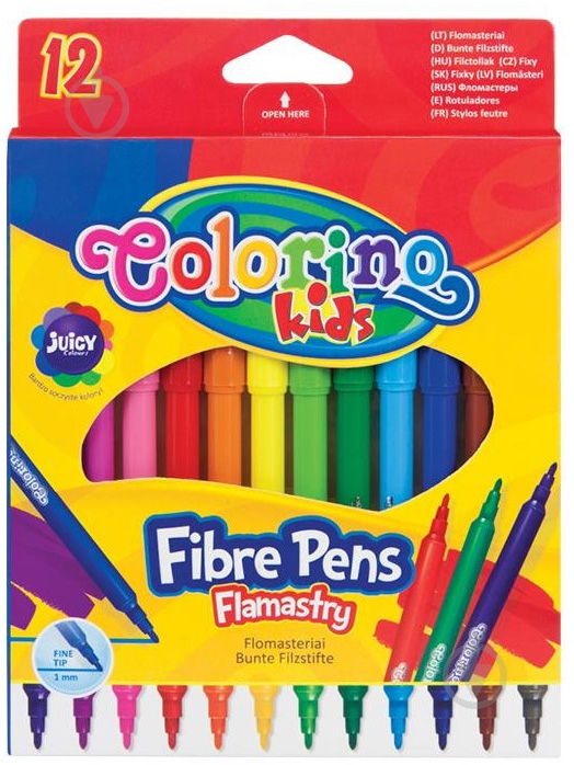 Фломастеры Fibre Pens 12 цветов 14588PTR/1 Colorino - фото 1