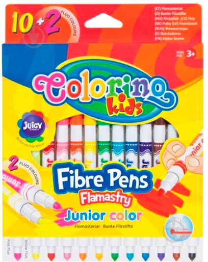 Фломастеры Fibre Pens 12 цветов 34609PTR Colorino - фото 1