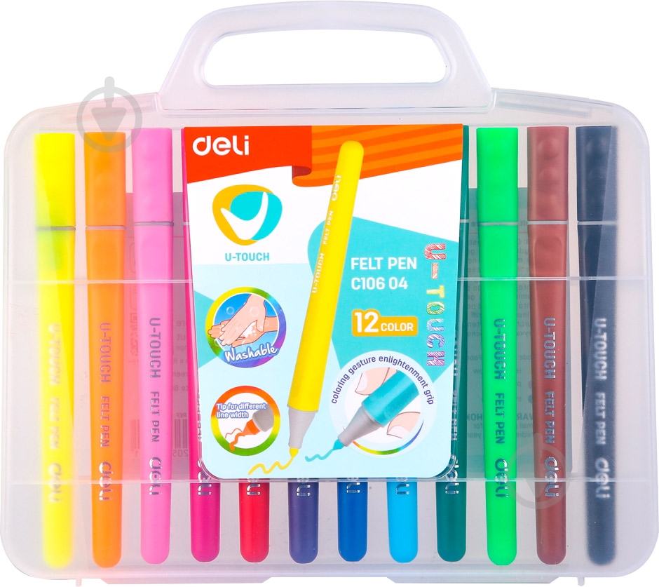 Фломастеры U-Touch 12 цветов EC10604 Deli - фото 1 Фломастеры U-Touch 12 цветов EC10604 Deli - фото 1