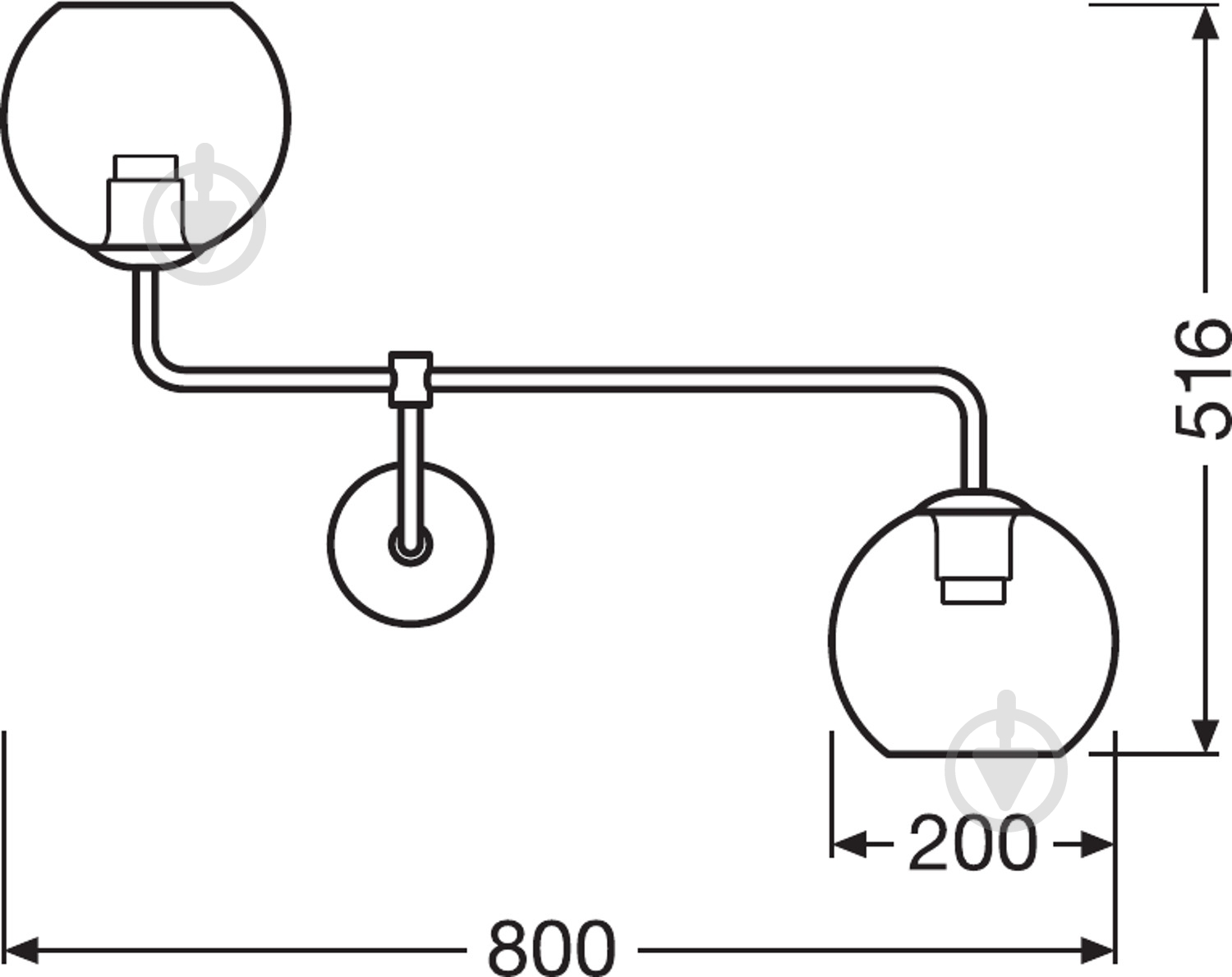 Люстра Ledvance Globe Double 2x60 Вт E27 черный - фото 3