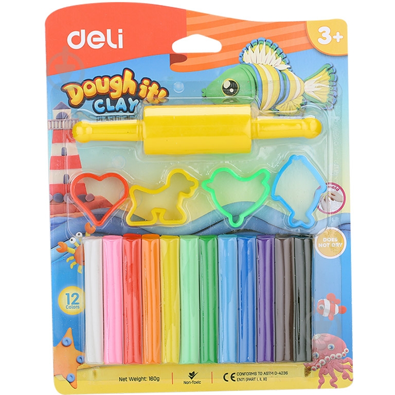 Пластилин ED75041 12цв 160гр Deli - фото 1 Пластилин ED75041 12цв 160гр Deli - фото 1