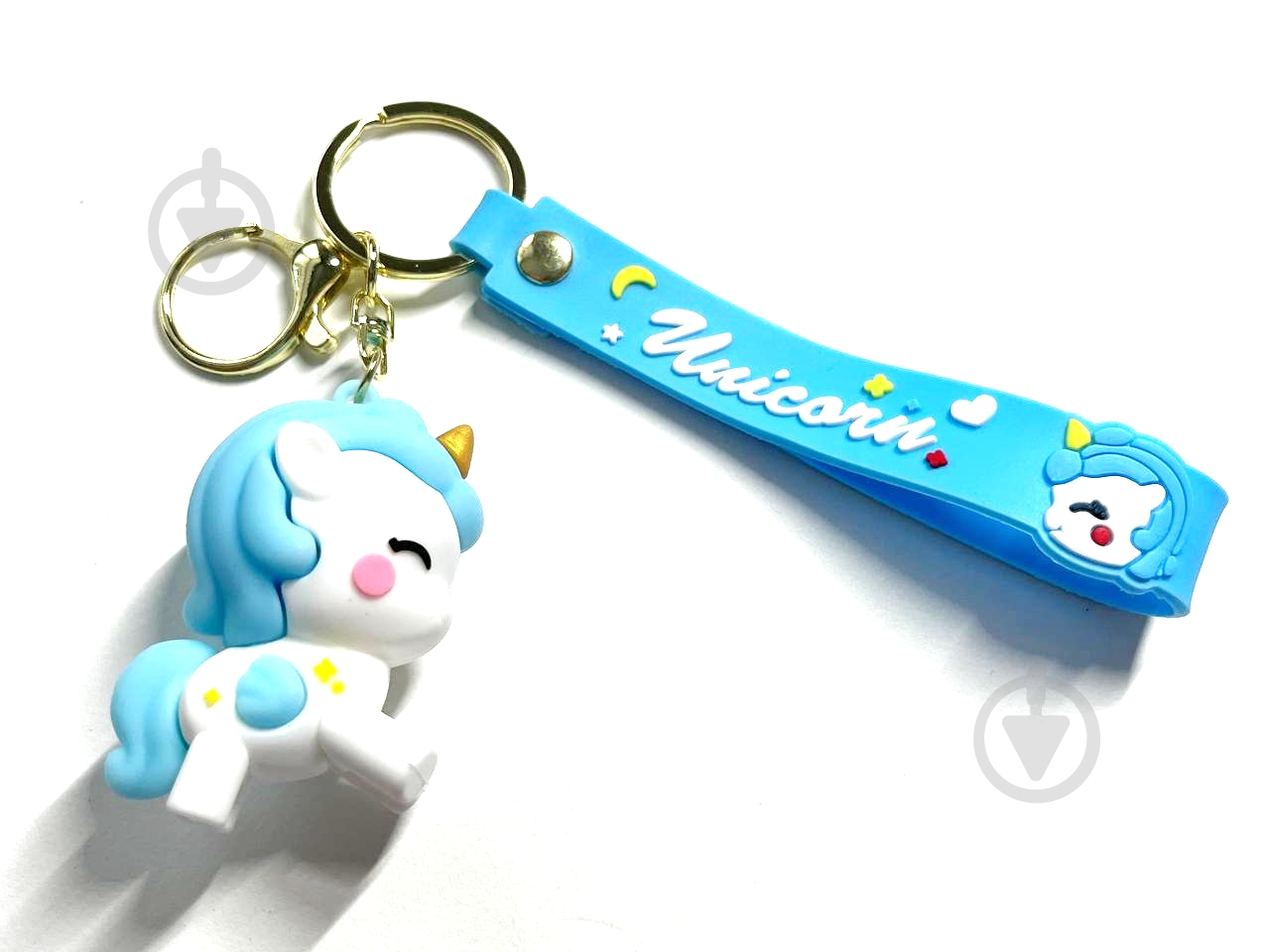 Брелок для ключей Единорог голубой - фото 1