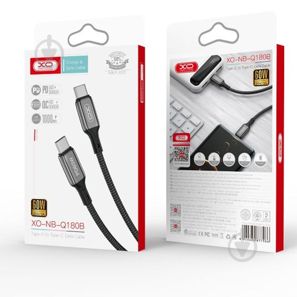 Кабель Xo USB C- Lightning NB-Q180A 20W 1 м black - фото 3 Кабель Xo USB C- Lightning NB-Q180A 20W 1 м black - фото 3