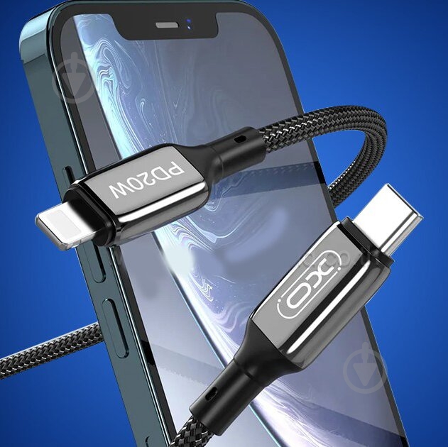Кабель Xo USB C- Lightning NB-Q180A 20W 1 м black - фото 4 Кабель Xo USB C- Lightning NB-Q180A 20W 1 м black - фото 4