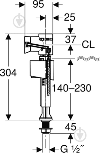 Впускний клапан Geberit Impuls Basic 330 3/8 (1/2) - фото 2