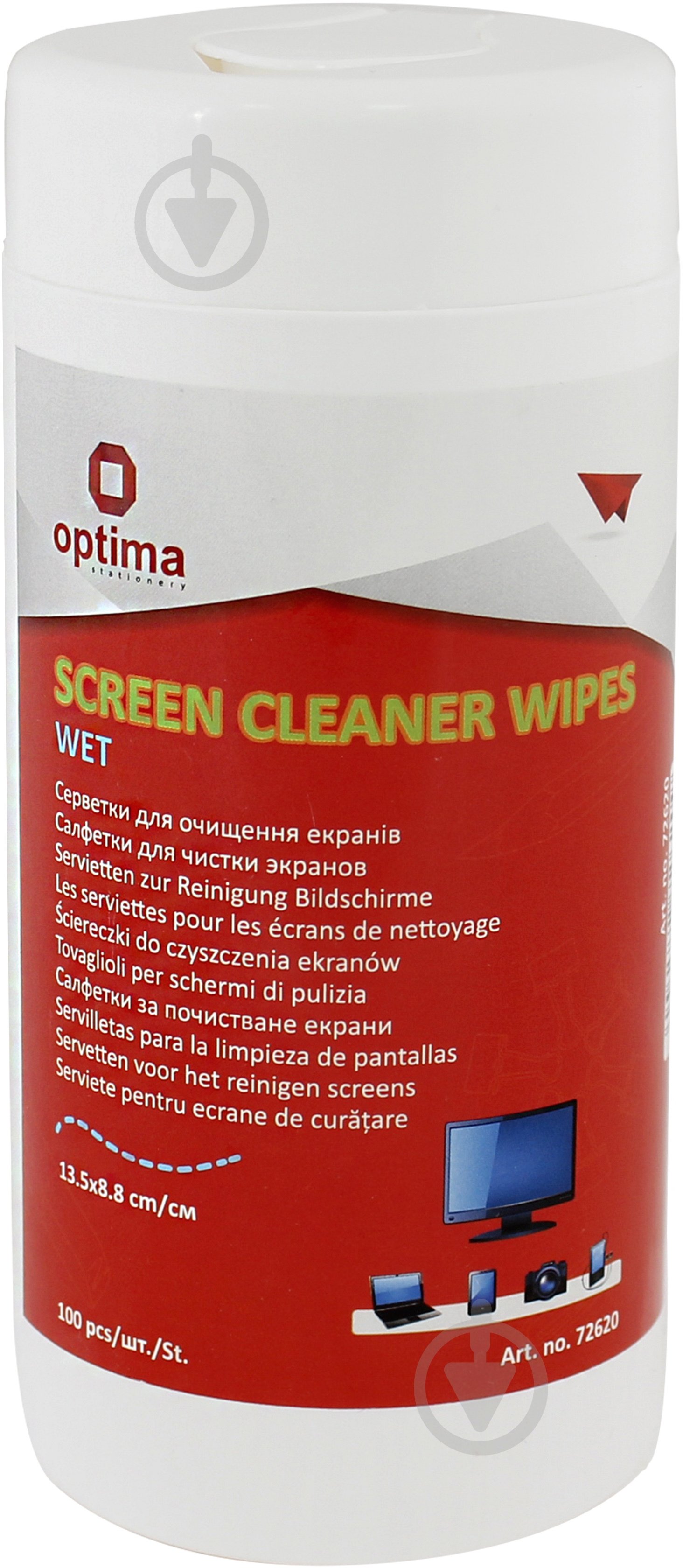Салфетки Optima для очистки экранов 100 шт. O72620 (O72620) - фото 1 Салфетки Optima для очистки экранов 100 шт. O72620 (O72620) - фото 1