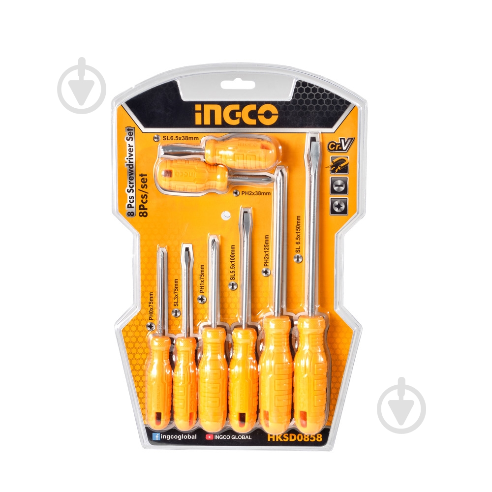 Набір викруток INGCO 8 шт HKSD0858 - фото 1