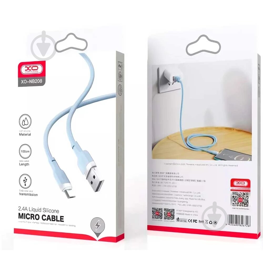 Кабель Xo USB A - Micro B NB208 1 м Blue - фото 3 Кабель Xo USB A - Micro B NB208 1 м Blue - фото 3