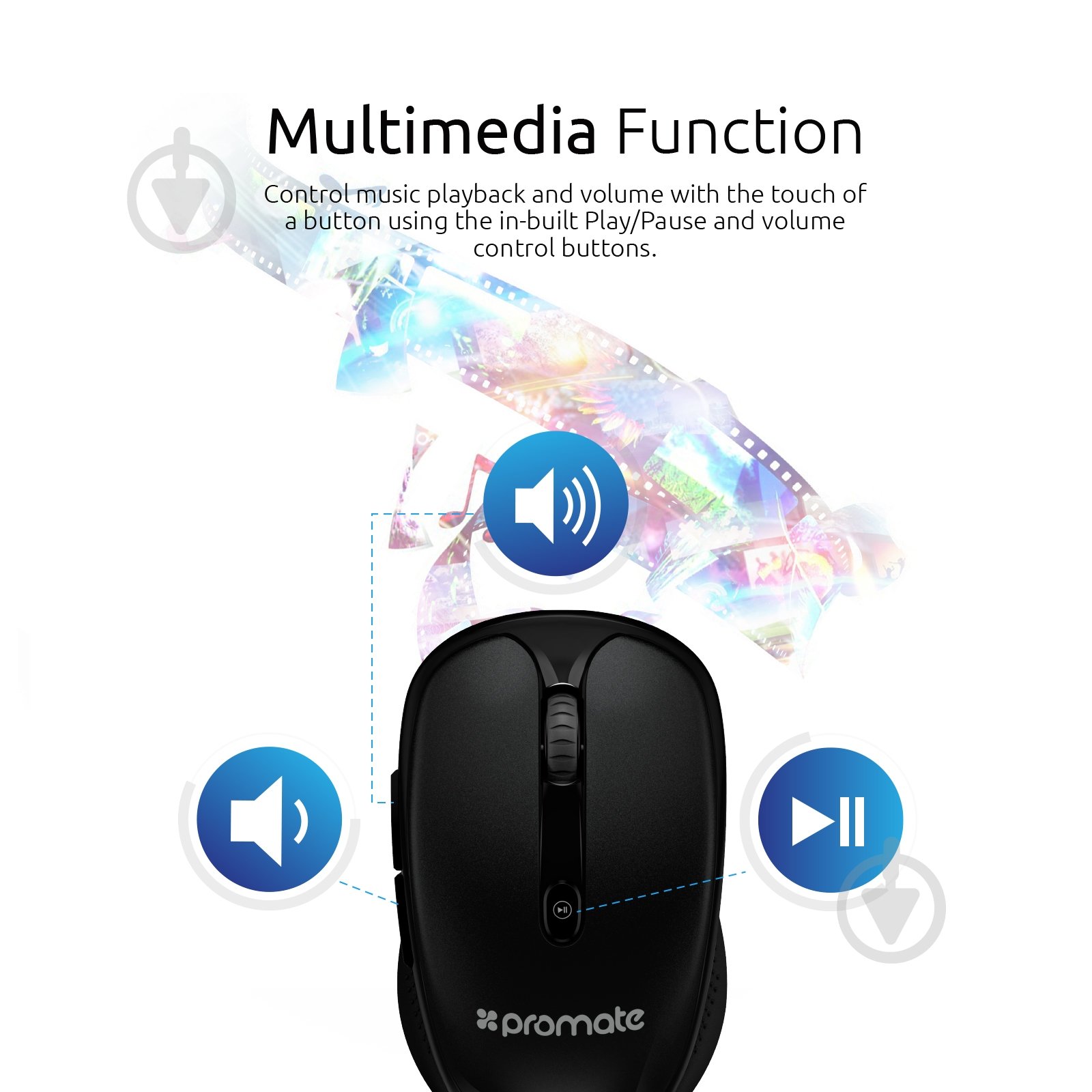 Мышь Promate Wireless black (clix-4.black) - фото 9 Мышь Promate Wireless black (clix-4.black) - фото 9