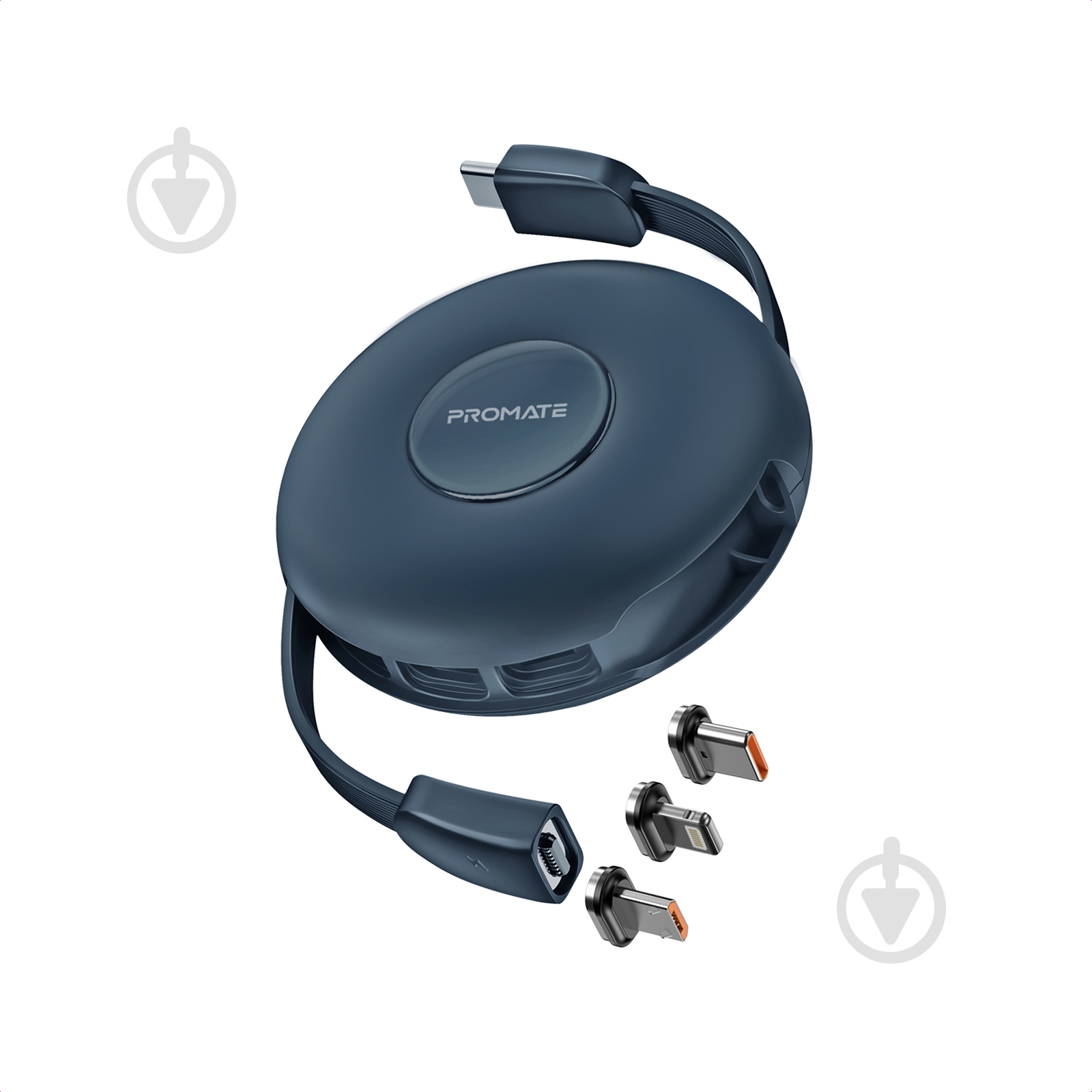 Кабель Promate магнитный Quiver USB-C to USB-C/Lightning/microUSB 1 м 1 м синий (quiver.blue) - фото 1