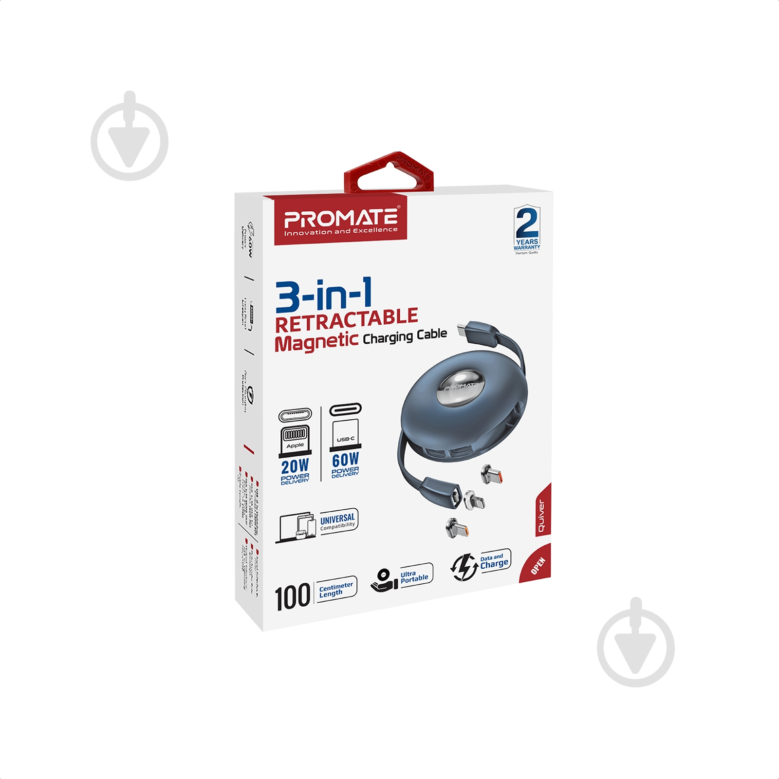 Кабель Promate магнитный Quiver USB-C to USB-C/Lightning/microUSB 1 м 1 м синий (quiver.blue) - фото 8