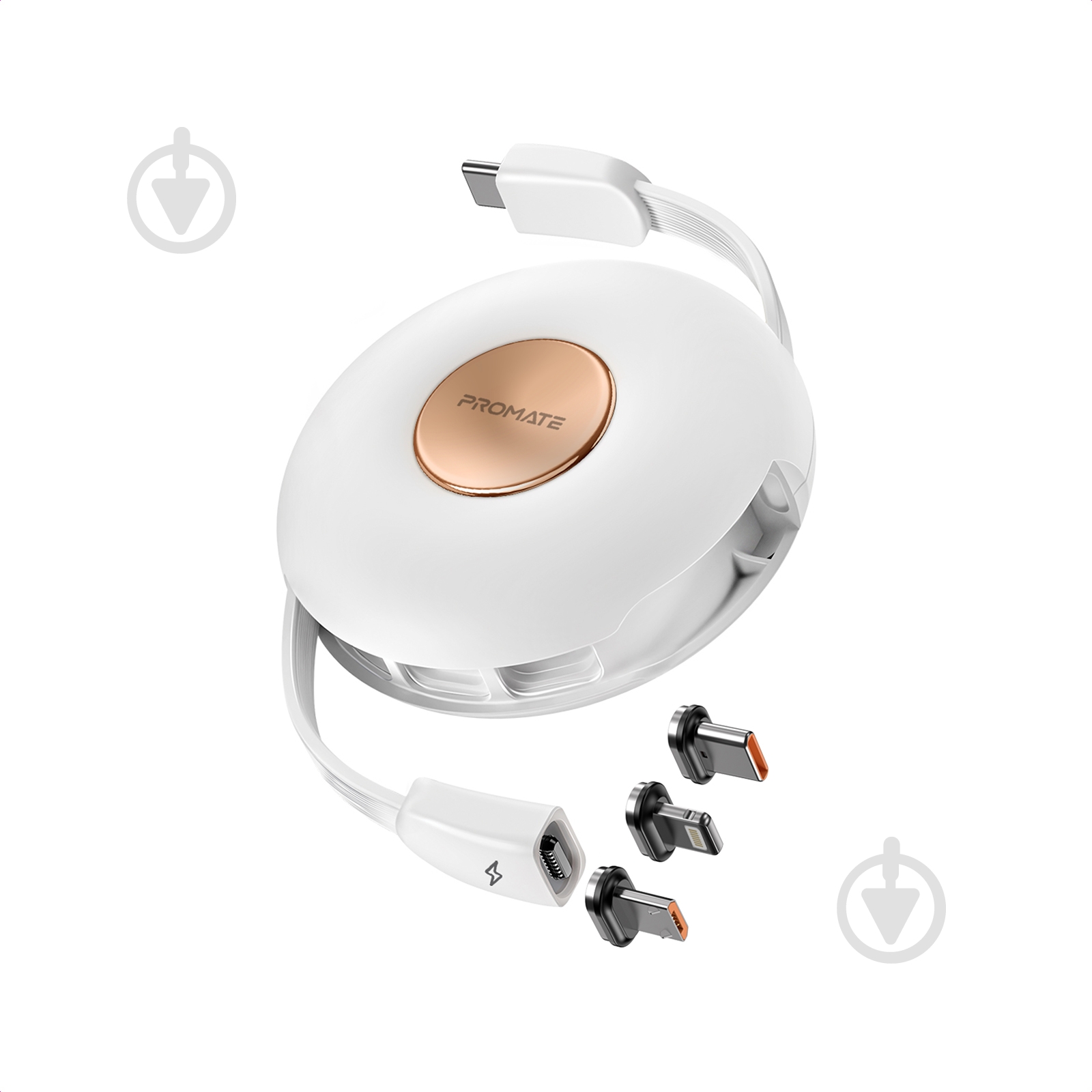 Кабель Promate магнітний Quiver USB-C to USB-C/Lightning/microUSB 1 м 1 м білий (quiver.white) - фото 1