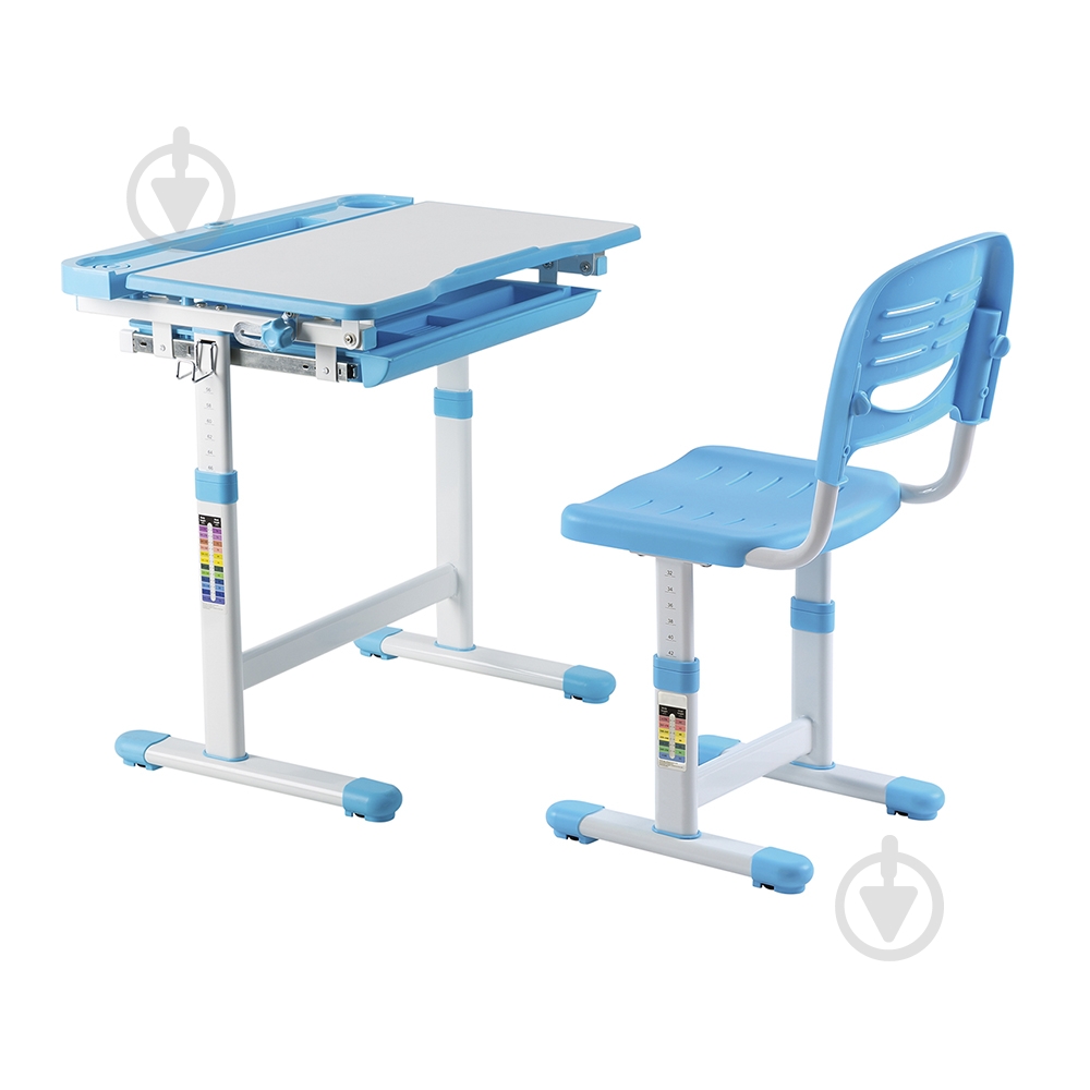 Комплект парта и стул-трансформеры FunDesk Cantare Blue - фото 1 Комплект парта и стул-трансформеры FunDesk Cantare Blue - фото 1